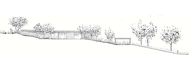 Pohled zahrady v řezu